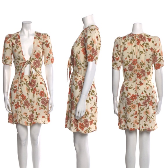 Reformation Grace floral mini vacation dress RETAIL 250 - Picture 2 of 3